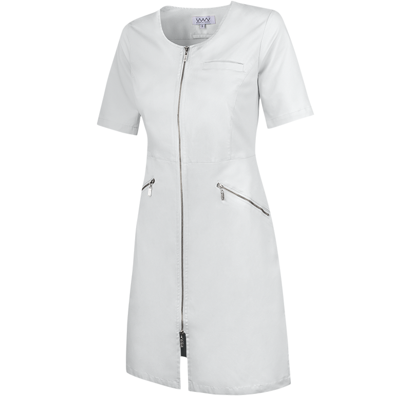 Vårdklänning Zip Dress Short Sleeve vit.