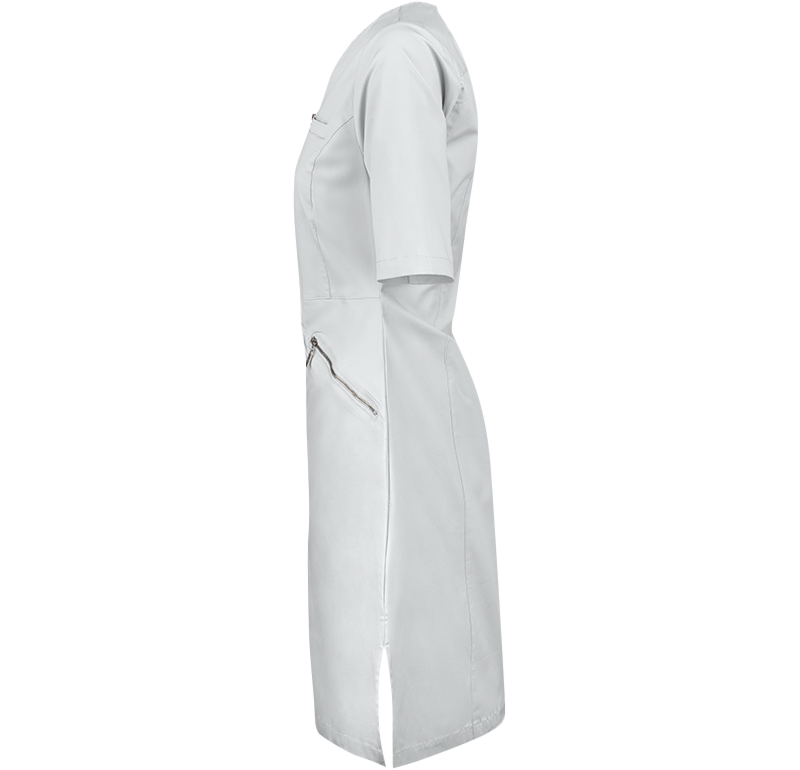 Vårdklänning Zip Dress Half Sleeve vit vänster.