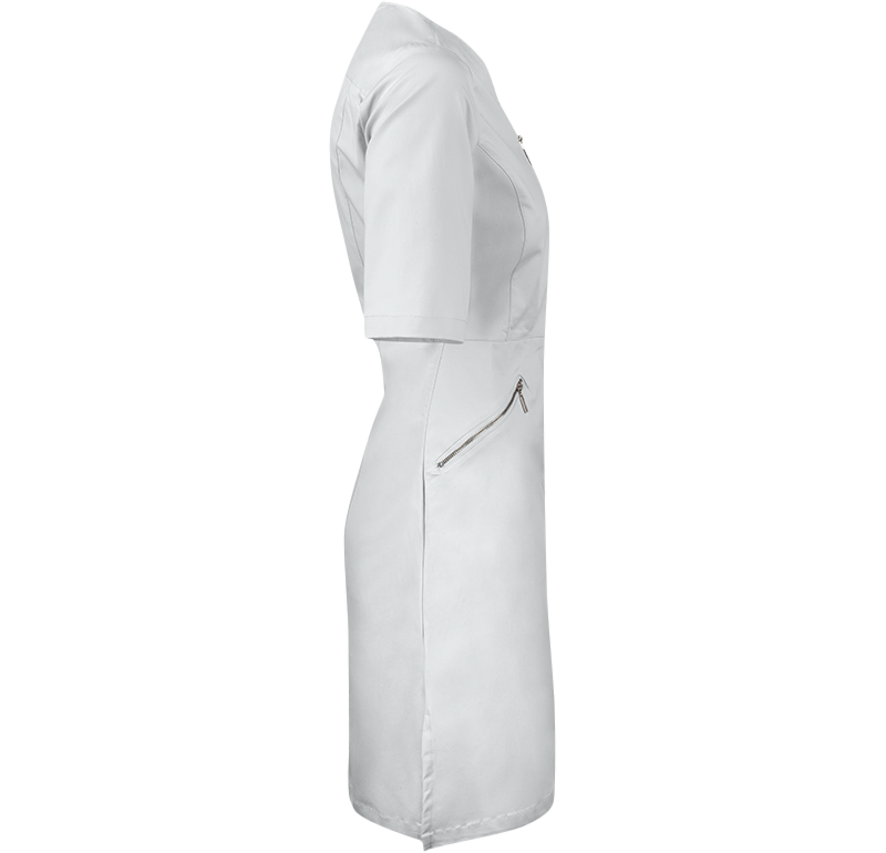 Vårdklänning Zip Dress Half Sleeve vit höger.