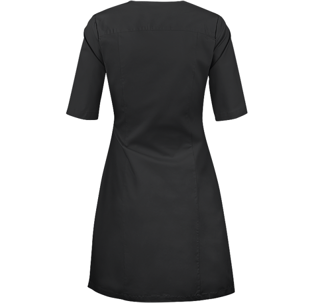 Vårdklänning Zip Dress Half Sleeve svart bakifrån.