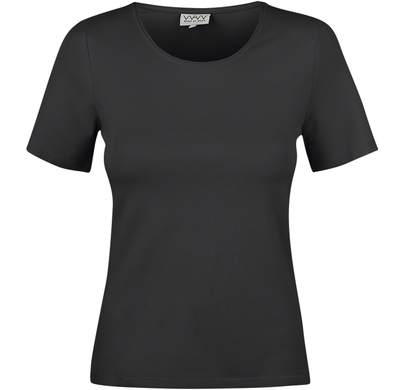 T-shirt Ladies Soft Short Sleeve svart framifrån.